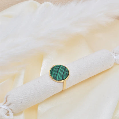 BAGUE INOX ET MALACHITE 1