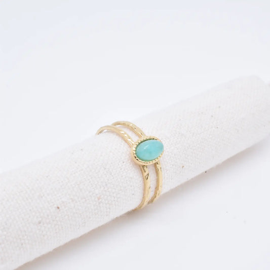 BAGUE INOX ET AMAZONITE 1