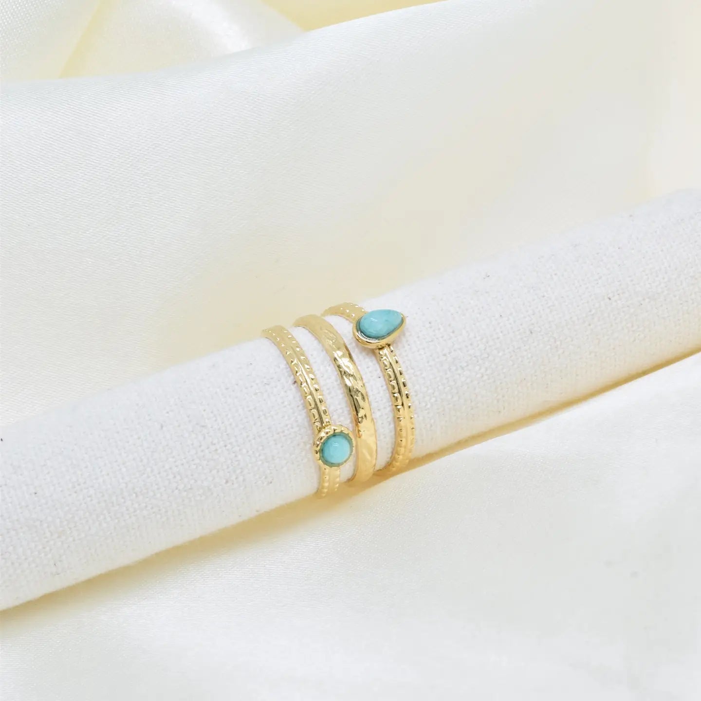 BAGUE INOX ET AMAZONITE 6