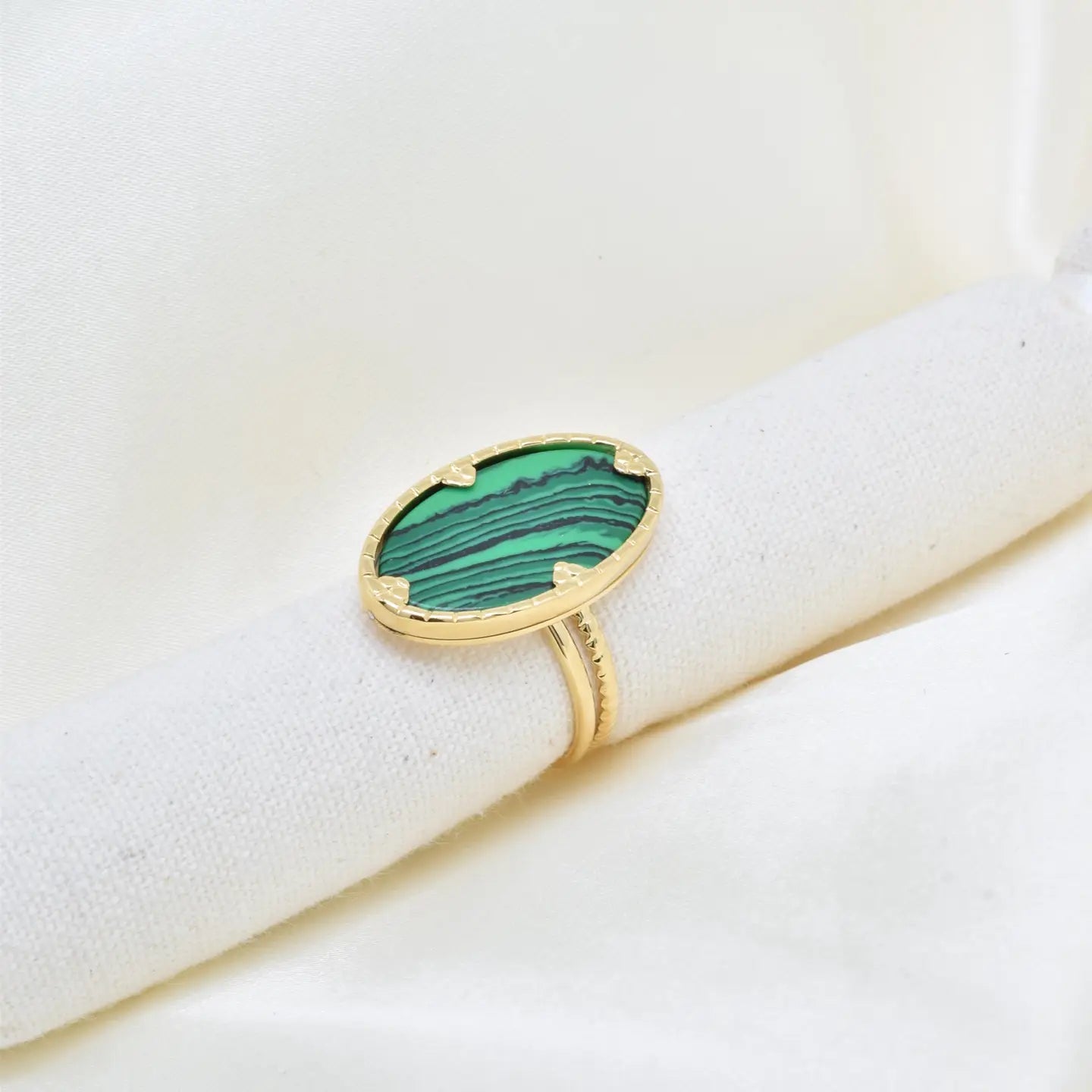 BAGUE INOX ET MALACHITE 3