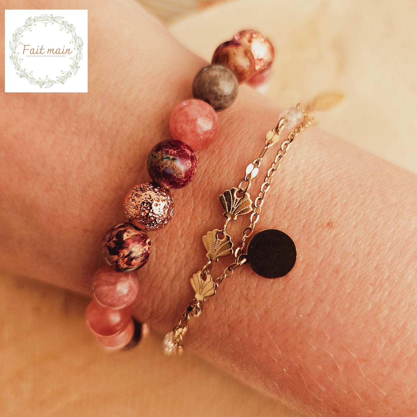 BRACELET FAIT MAIN - BOOSTEZ VOTRE MOTIVATION - PIERRE DE SOLEIL ET HEMATITE