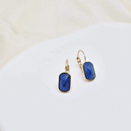 BOUCLES D'OREILLES INOX ET LAPIS LAZULI 1